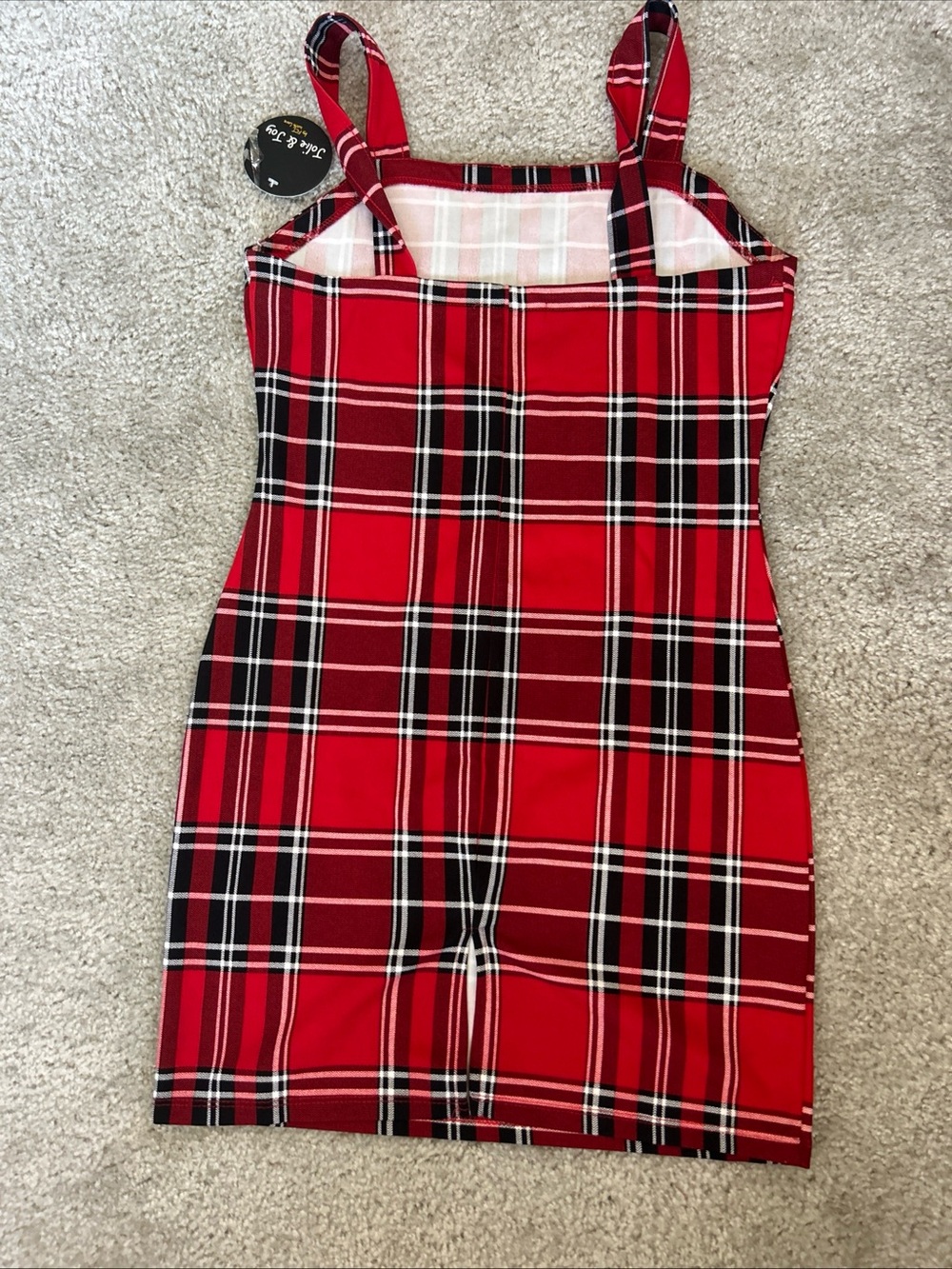Red Plaid Sleeveless Dress - Picture 3 of 4